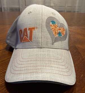 CAT Floral Heart Logo Adjustable Baseball Cap Grey